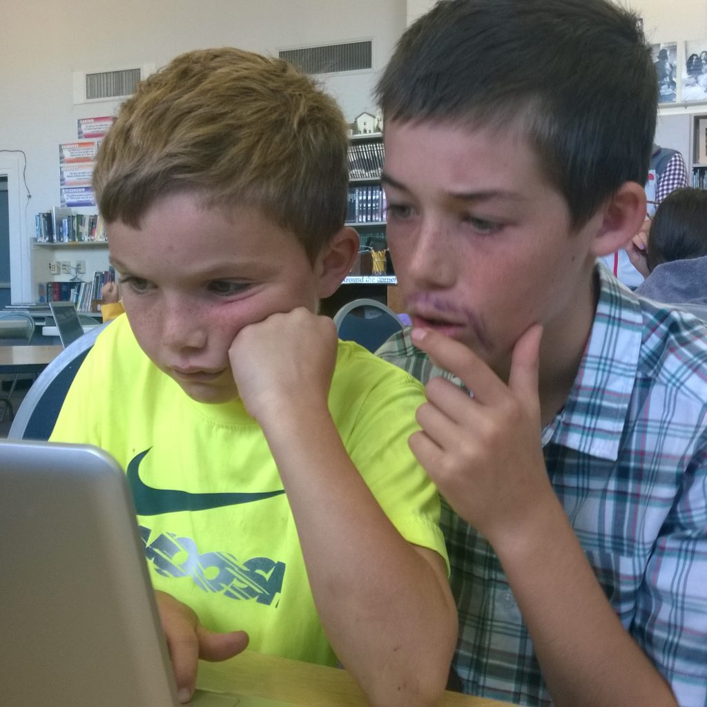 Older Boy With Younger Boy Using A Chromebook